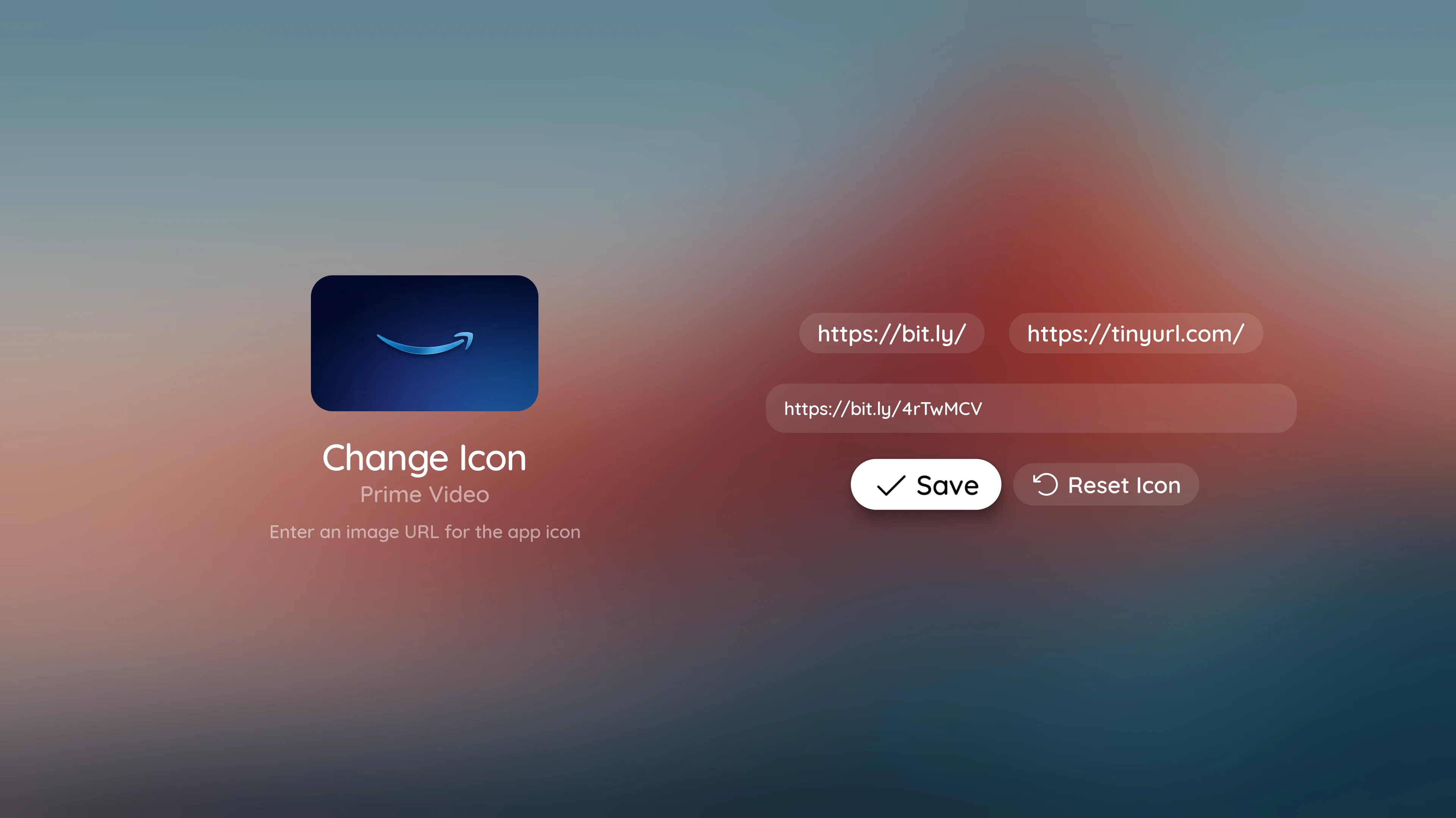 ChillHub custom app icon editor with URL input