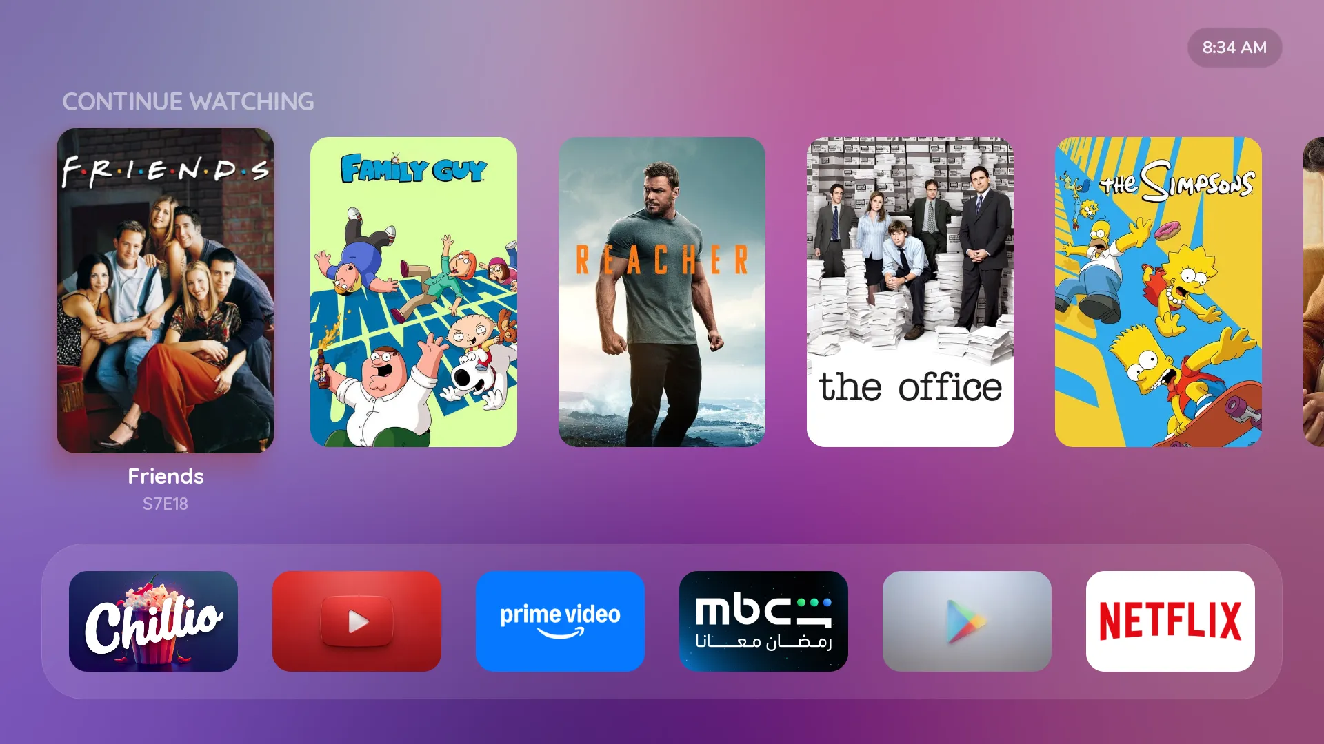 ChillHub continue watching shelf
